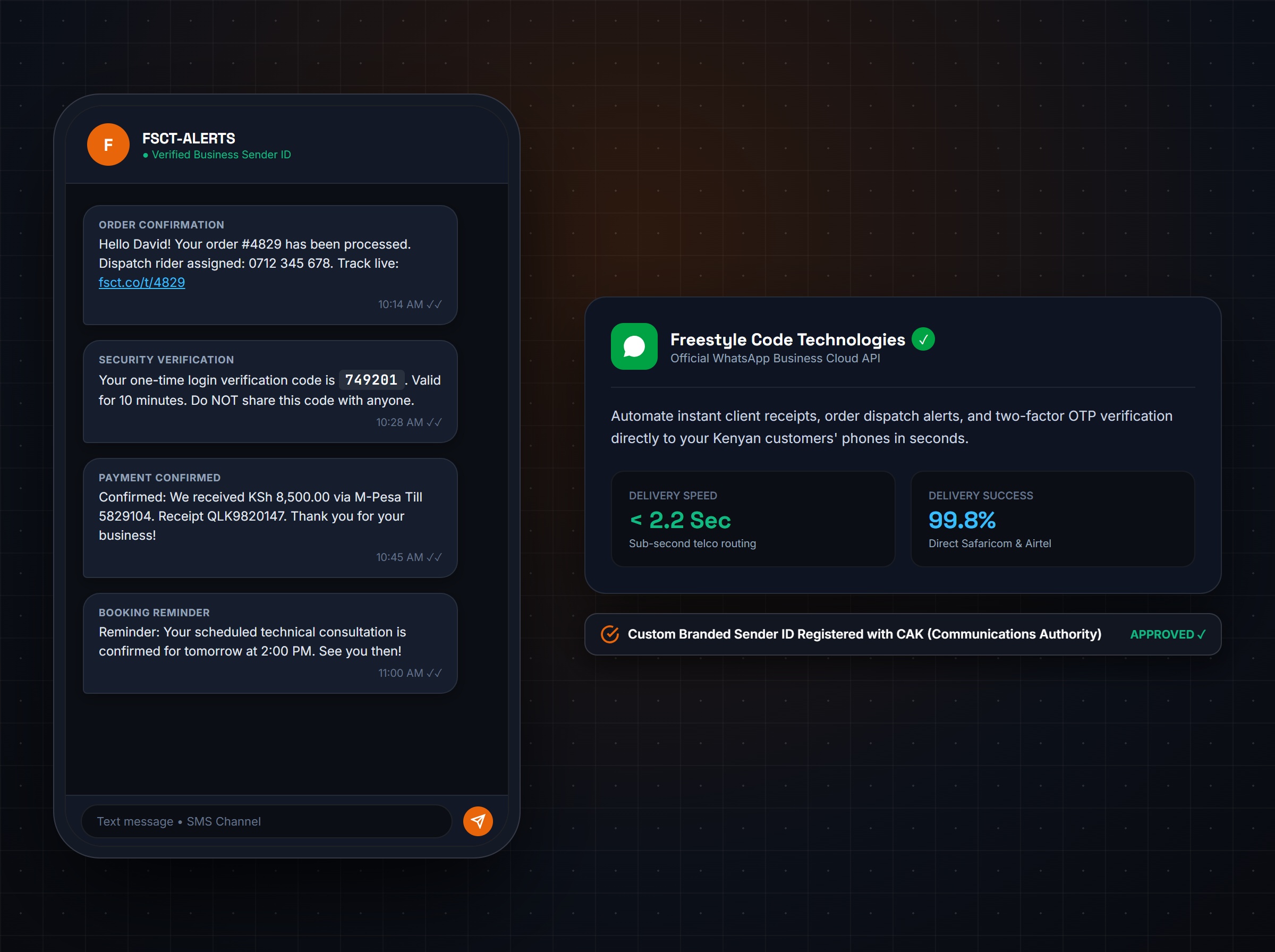 Smartphone displaying automated SMS alerts and OTP verification codes